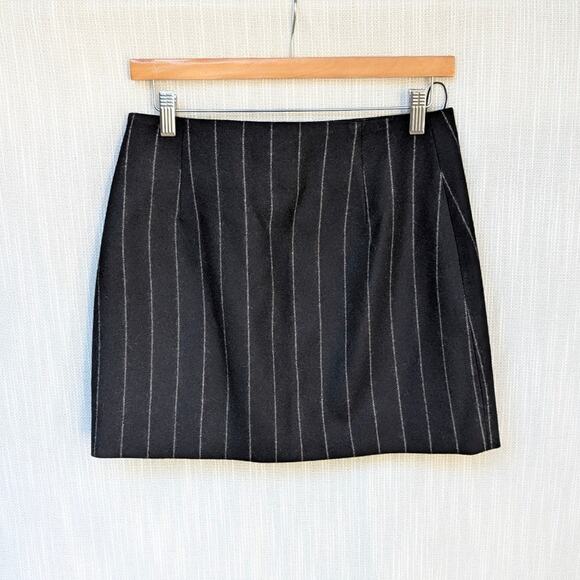 Anine Bing Tierra Wool Straight Mini Skirt - Dark Grey Pinstripe, size S - Picture 2 of 7
